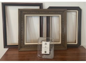 3 Decorative Wooden Picture Frames With Mikasa Crystal Frame & Box