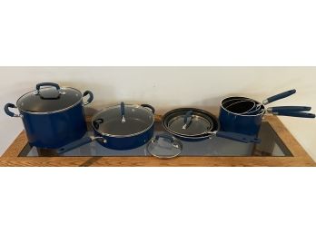 Blue Bobby Flay 11 Piece Cooking Set Including Sauce Pan, Lids And More