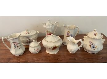 Collection Of (8) English Porcelain & Ceramic Pieces Including Pitchers And Lidded Dish