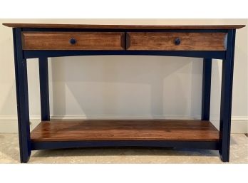 Wooden Two Drawer Sofa Table With Navy Blue  Finish