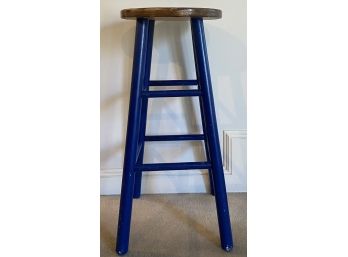 (2) Hand Painted Blue Bar Stools