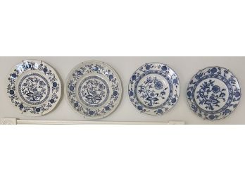 Collection Of (8) Blue Transferware Plates And Bowls With Wall Mounts