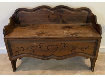 Cute Vintage Wooden Bench With Storage Compartment (contents Included)