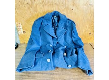Vintage Military Double Breasted Wool Blue Coat