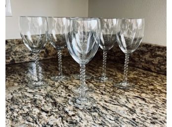 Set Of Crystal Twisted Stem Wine Glasses