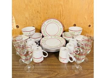 Entire Royal Norfolk Dishwater Set With Wine Glasses