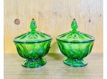Vintage Spearmint Green Glass Candy Dishes
