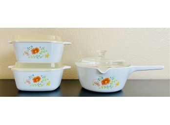 Vintage Corning Ware Cookware Casserole Dishes And Saucepan With Lids