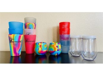 Lot Of Assorted Drinkware Including Plastic Wine Glasses