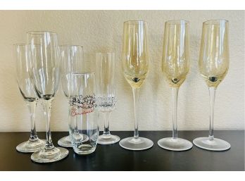 Lot Of Assorted Champagne Flutes  Including A Stemless One