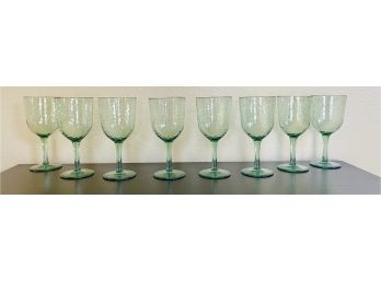 8 PC Lot Of Green Acrylic Wine Glasses