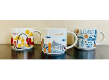 Trio Of Starbucks You Are Here Mug Collection Including Chicago 7 Of 9