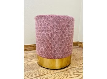 Patterned Pink Textured Footstool With Gold Tone Base