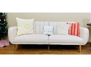 Modern Convertible Pink Linen Sofa Sleeper