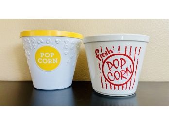Duo Of Pop Corn Themed Pots