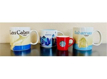 4 PC Lot Of Assorted Starbucks Mugs Including A Bahamas Themed, Los Cabos, Memphis & More