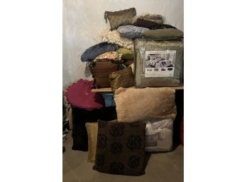 LARGE Assortment Of Pillows, Blankets And Comforters