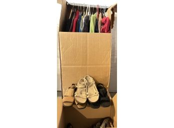 Variety Of Womens Sweaters, Coats, And Shoes