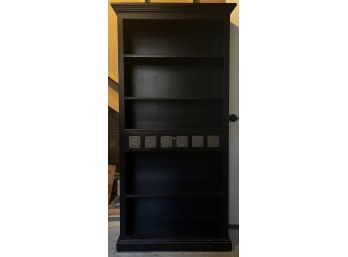 Tall Black Bookshelf With Middle Drawer Compartment