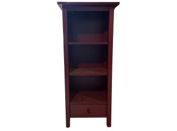 3 Tier Thin Red Shelf With Bottom Storage Drawer