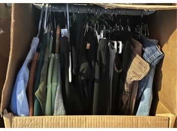 Box Full Of Womens Tops And Pants