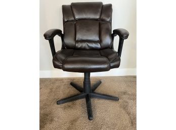 Dark Brown Leather Office Chair-without Wheels