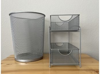 Mesh Wire Trash Can And Pull Out Storage Container