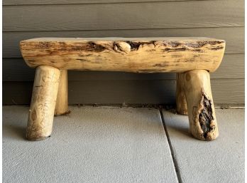 Half Log Natural Wood Bench
