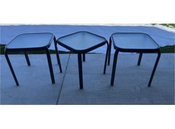 Three Small Glass Top Tables