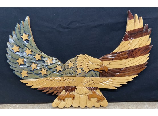 Intricately Handle Carved Eagle Wall Plaque