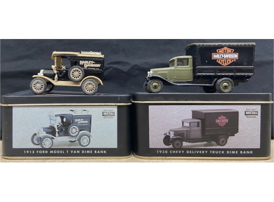 1913 Ford Model T & 1930 Chevy Delivery Truck Model Cars With Original Tin Cases (1 Of 2)