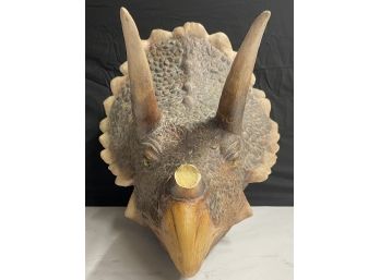 Large Wood, Resin, And Foam Triceratops Head (as Is)