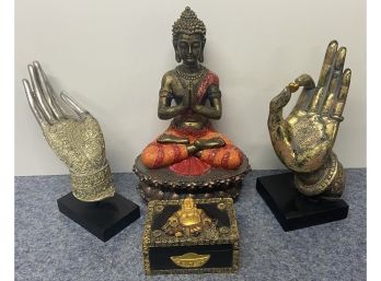 Collection Of Four Buddhist Inspired Resin Decor