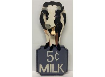 Cute 5 Cent Milk Cow Wall Plaque
