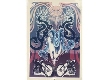 Mirrored Eagle Serpent Motorcycle Poster