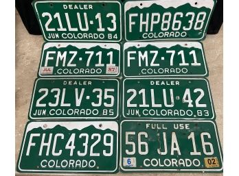 (8) Colorado License Plates