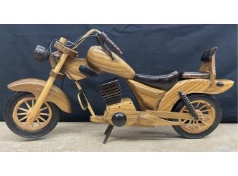 Stained Wooden Model Motorcycle