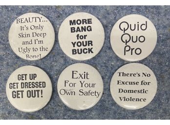 6 Assorted Quote Buttons From Chuck's Buttons