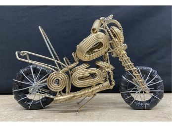 Intricate Handmade Brass Wire Motorcycle