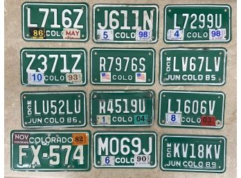 (12) Colorado Motorcycle License Plates Dating Back To 1982