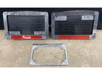 (2) AMF Harley Davidson License Plate Holders With Chrome Frame