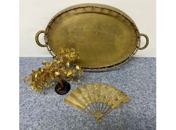 Decorative Brass Collection Including Ova Tray