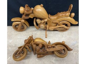 (2) Wooden Model Motorcycles (as Is)