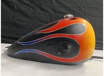 Harley Davidson Flat Black With An Orange, Red And Blue Flame