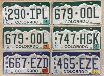 (6) Colorado License Plates