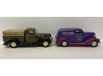 (2) Dime Banks 1937 Chevy & 1944 Ford With Keys
