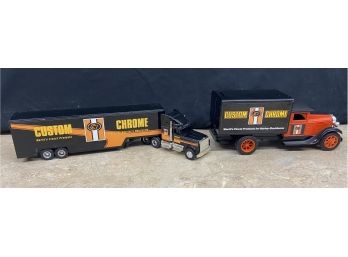 Custom Chrome Semi With Trailer & Dime Bank Box Truck