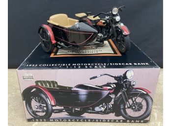 Genuine Harley Davidson 1933 Collectible Motorcycle & Sidecar Bank With Original Box
