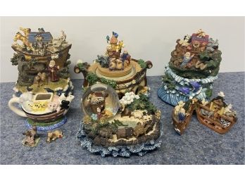 Lot Of Noah's Ark Themed  Resin Snow Globe, Music Boxes, And More