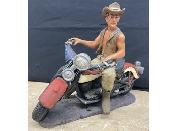 Resin Motorcycle Figurine With Rider